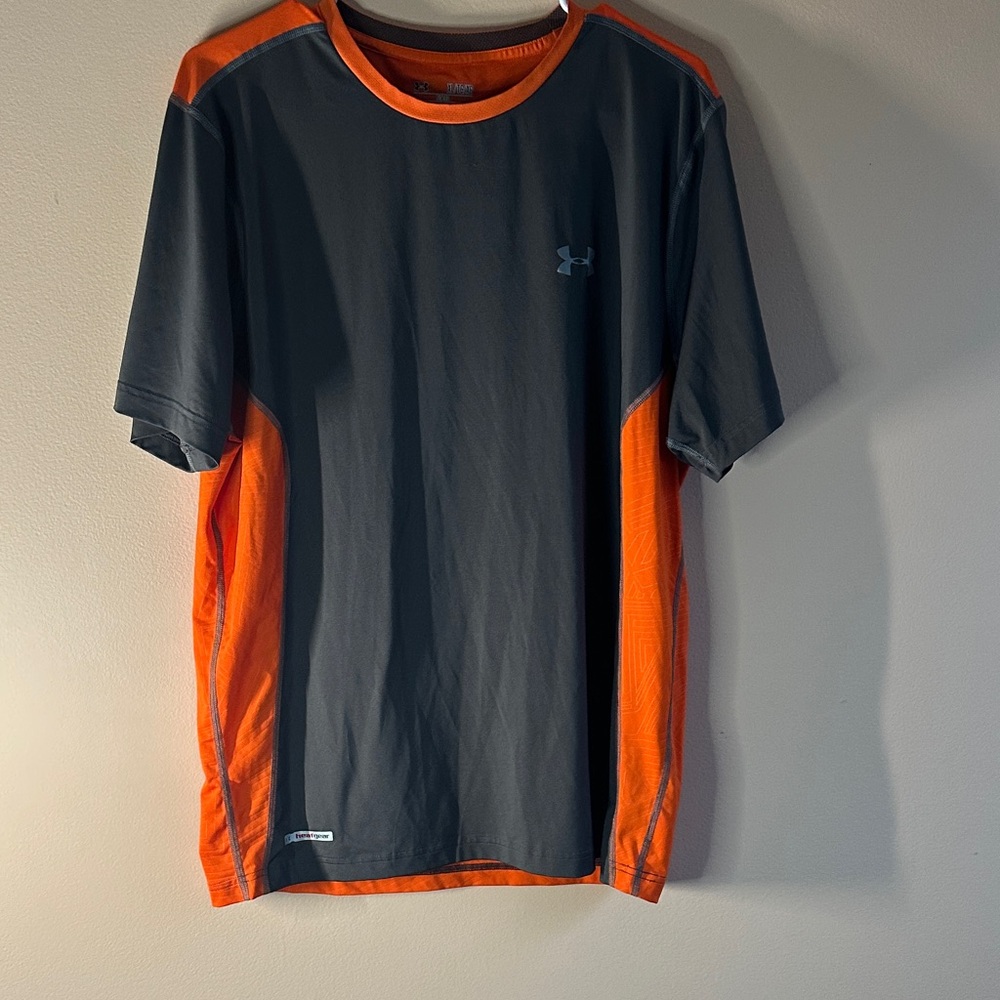 Under Armour Men's Charcoal and Bright Orange Tee